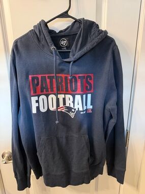 47 Brand New England Patriots Navy Pullover Hoodie with White Logo